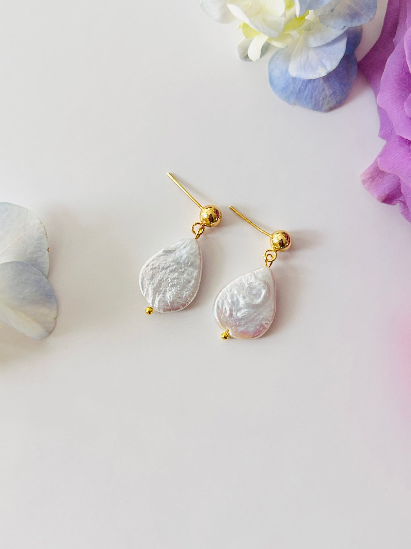 Large Teardrops Freshwater Pearl Earrings