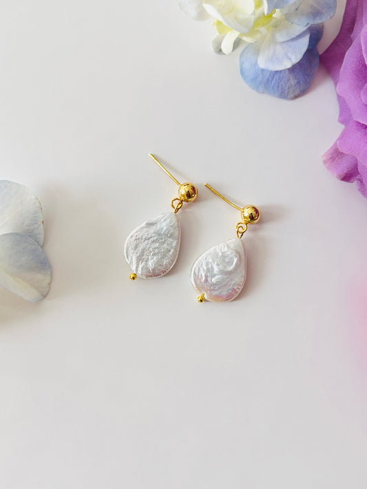 Large Teardrops Freshwater Pearl Earrings