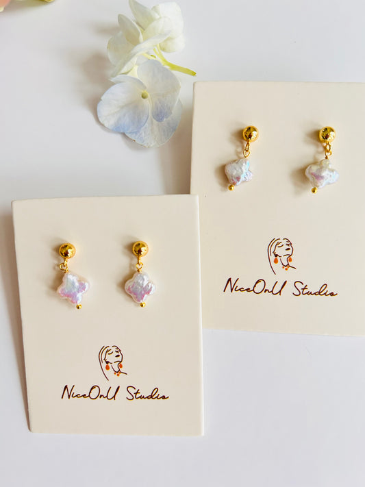 Four leaves Freshwater pearl Earrings