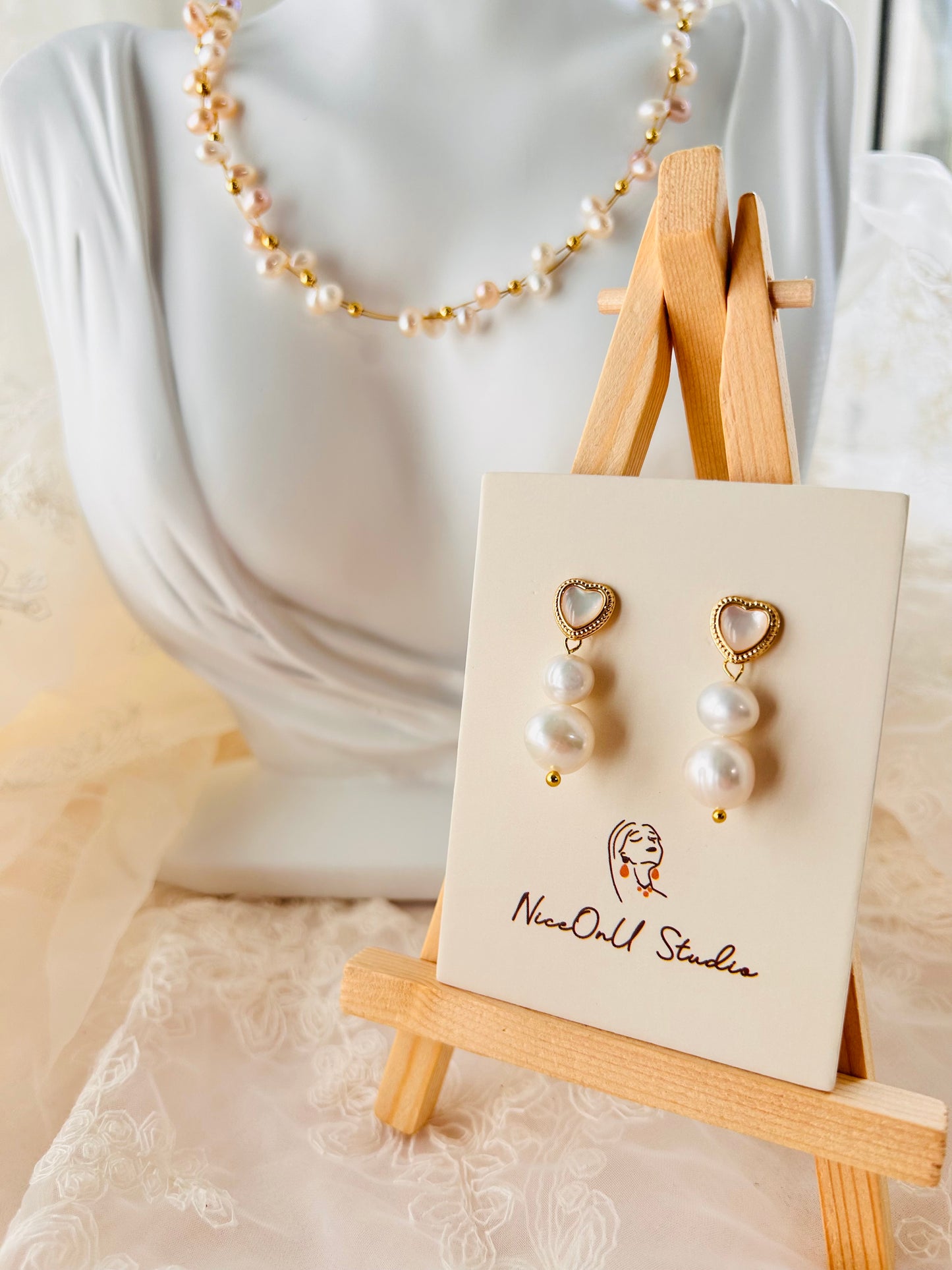 Small and Big Freshwater pearl Earrings