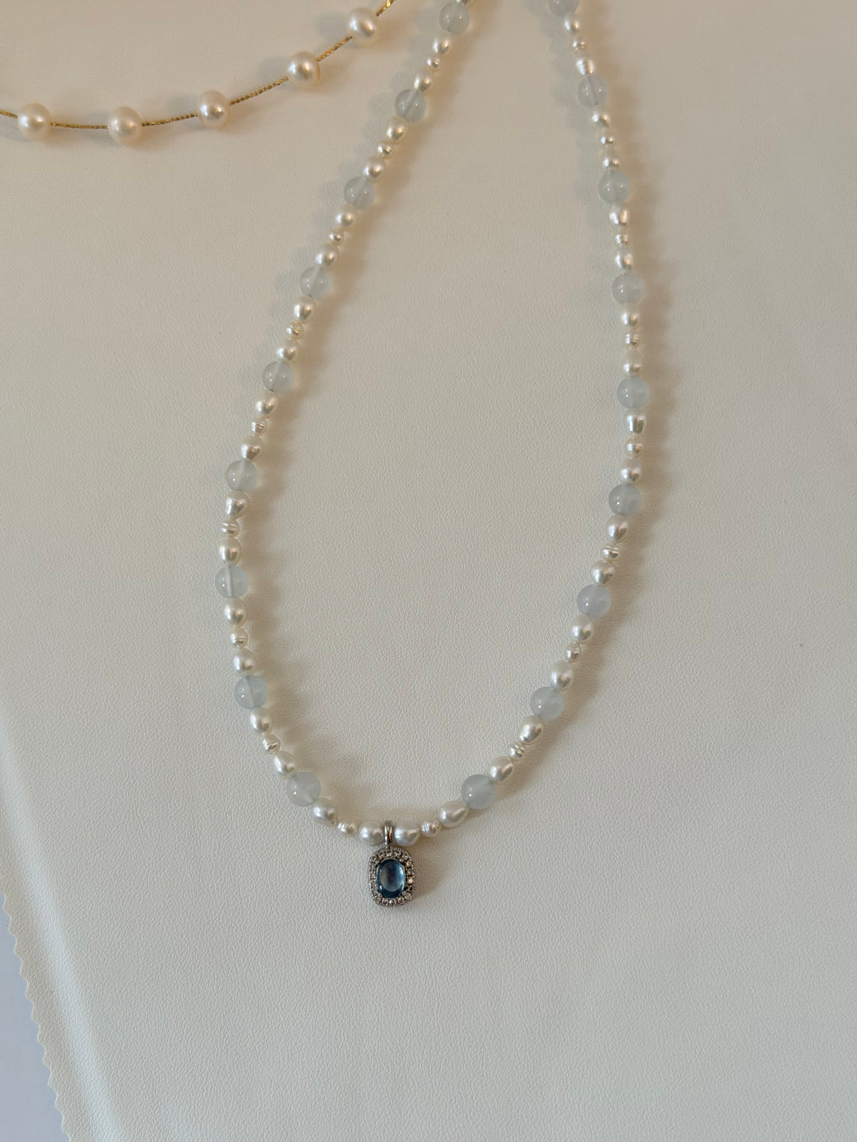 Aquamarine & Pearl Necklace N58