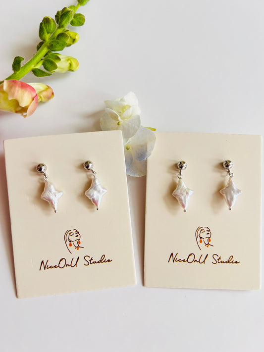 Cross Star Freshwater pearl Earrings