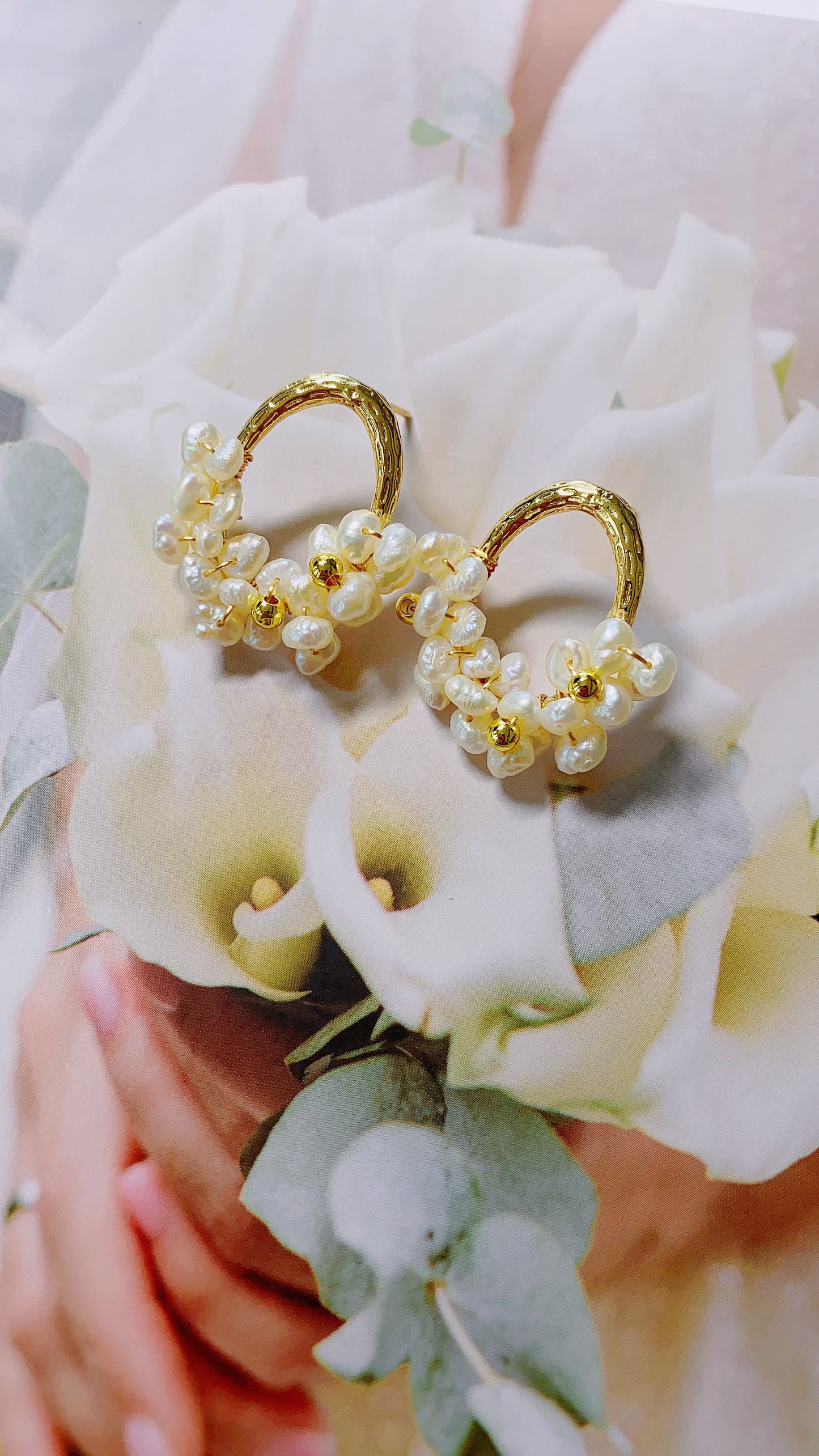 Wreath Freshwater Pearl Earrings