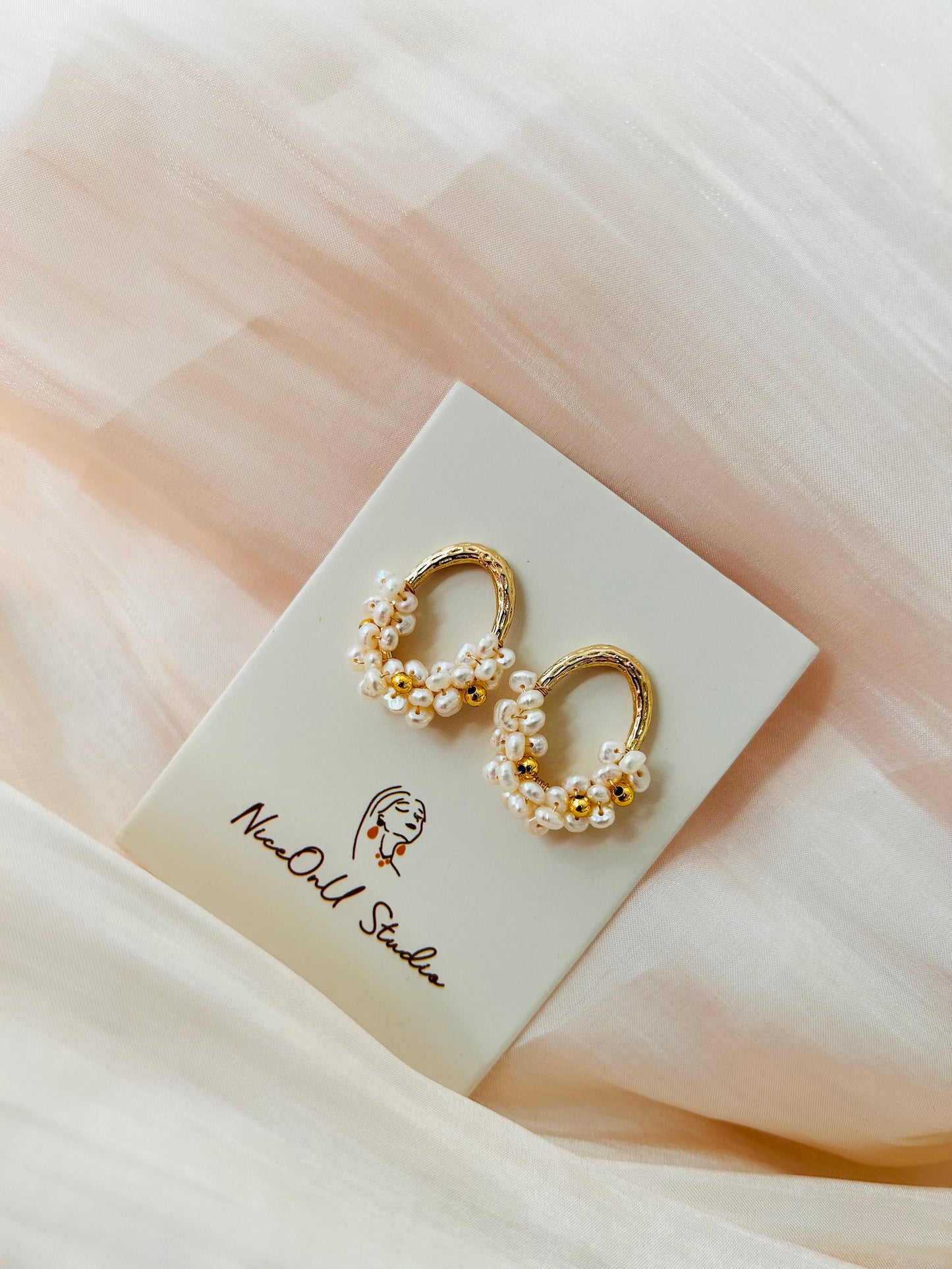 Wreath Freshwater Pearl Earrings