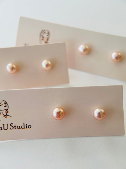 Champagne Color Freshwater Pearl Studs