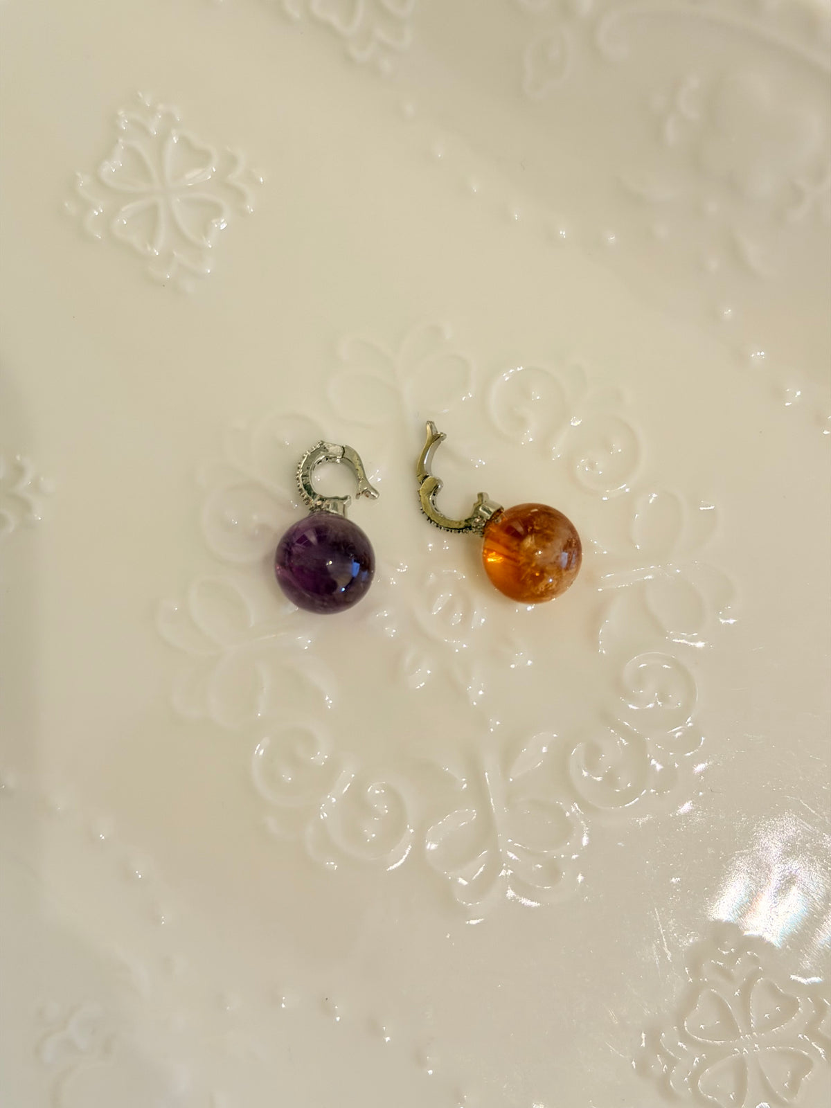 Amethyst/ Yellow Quartz Pendants