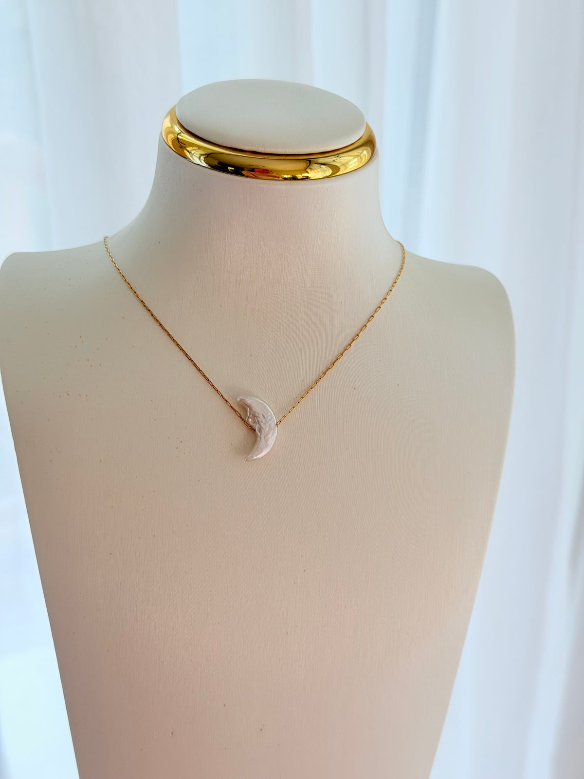Moon-Freshwater pearl Stainless Steel Necklace