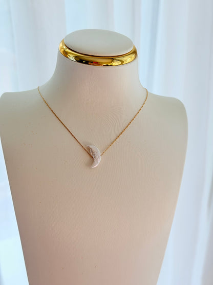 Moon-Freshwater pearl Stainless Steel Necklace