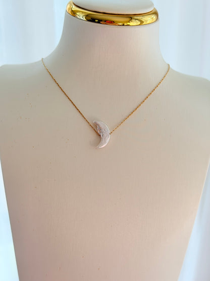 Moon-Freshwater pearl Stainless Steel Necklace
