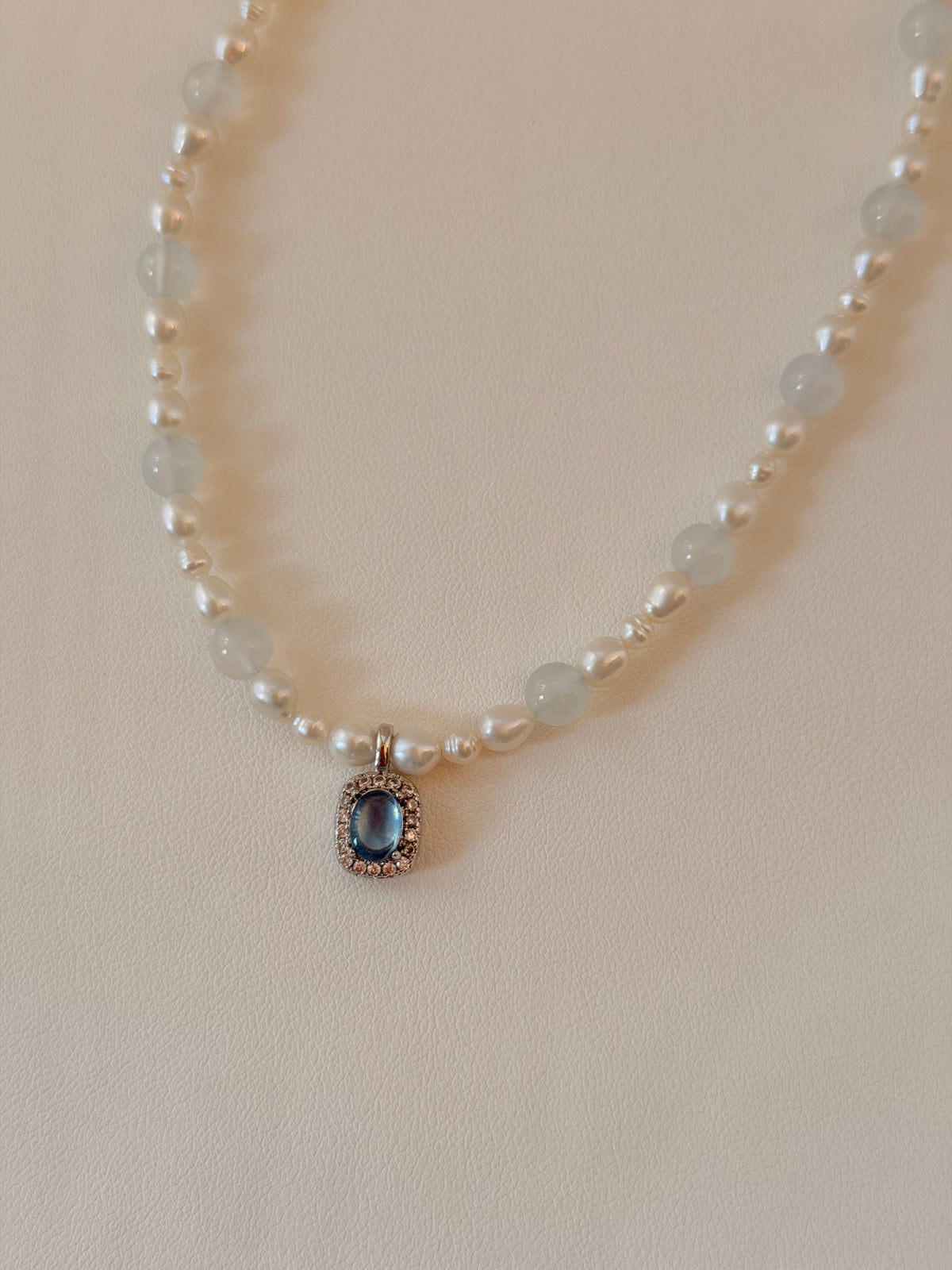 Aquamarine & Pearl Necklace N58