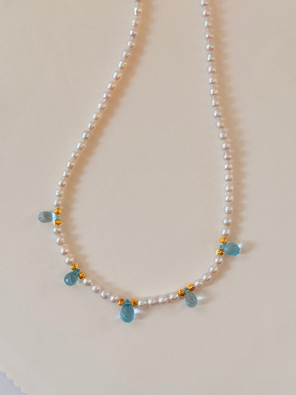Aquamarine/Amethyst Pearl Necklace