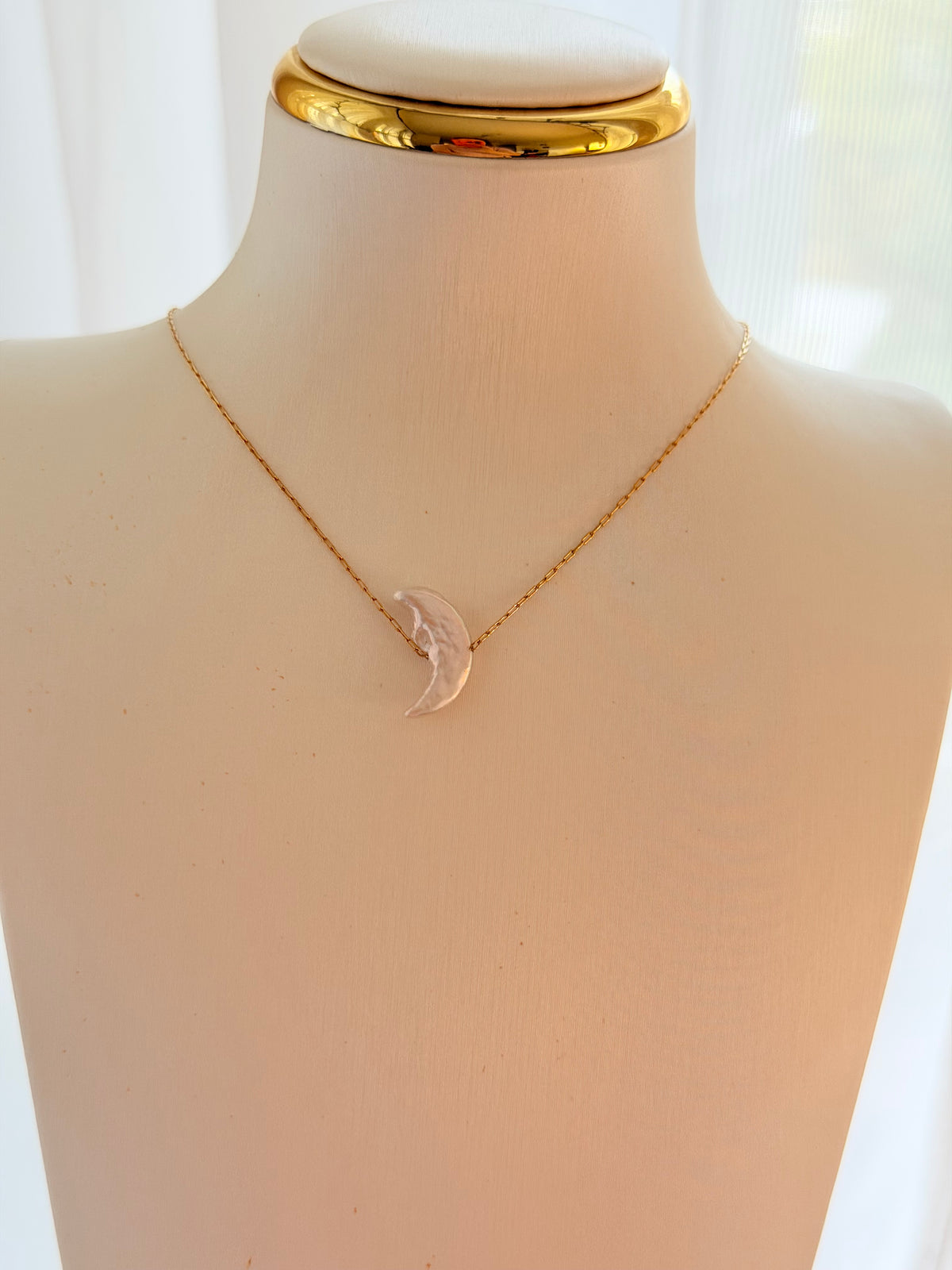 Moon-Freshwater pearl Stainless Steel Necklace