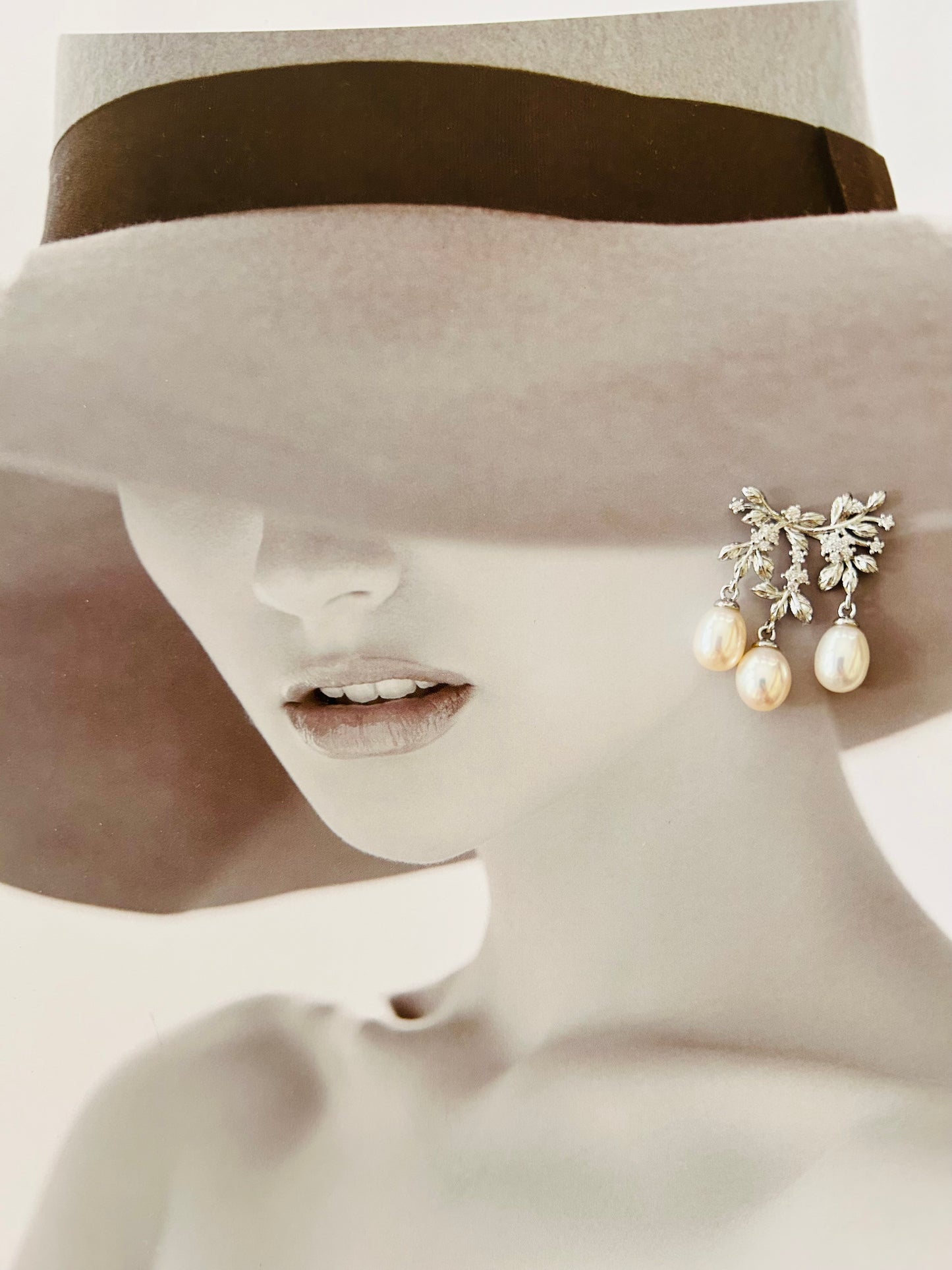 Flower Branch Earrings-Rice shape pearls