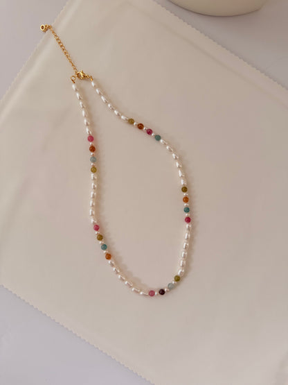 Tourmaline and Pearl Necklace