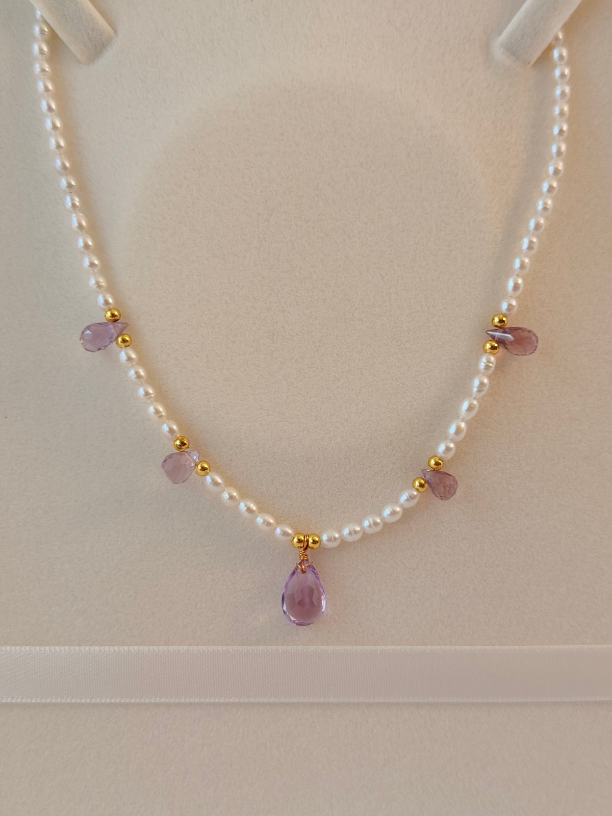 Aquamarine/Amethyst Pearl Necklace