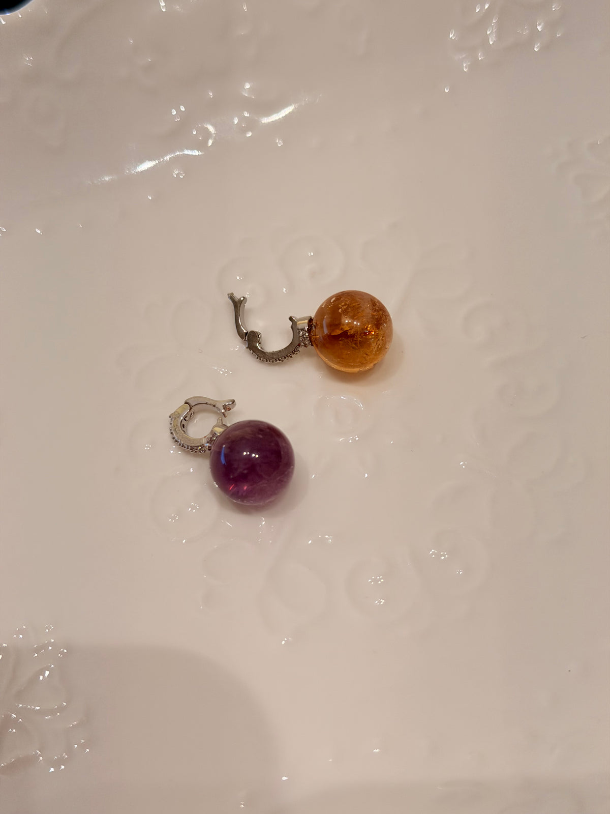 Amethyst/ Yellow Quartz Pendants