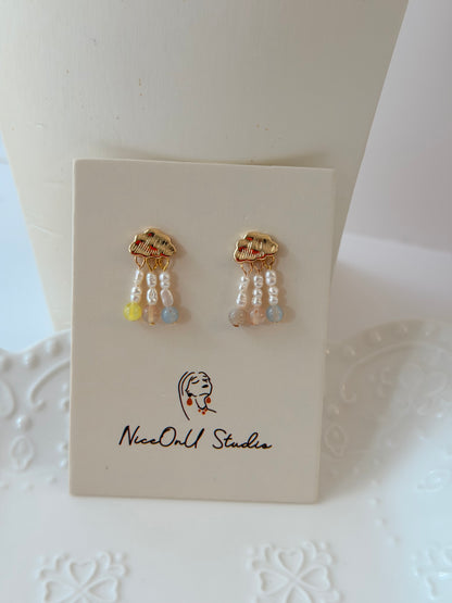 Little Cloud Agate &pearl Earrings A88