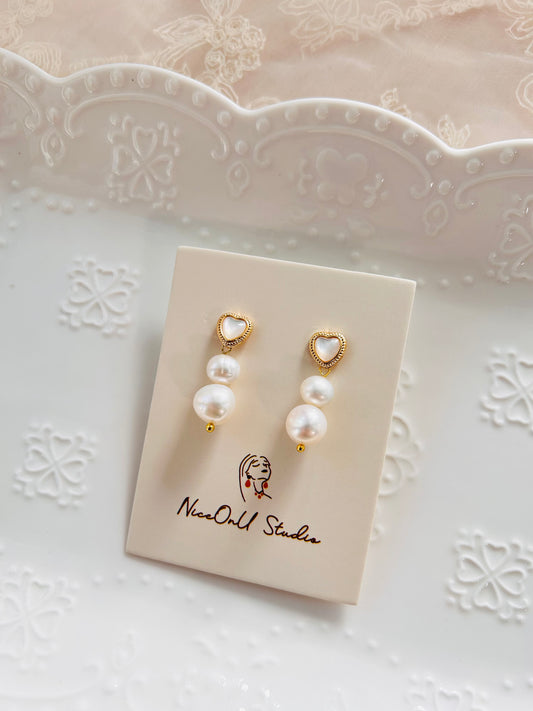 Small and Big Freshwater pearl Earrings