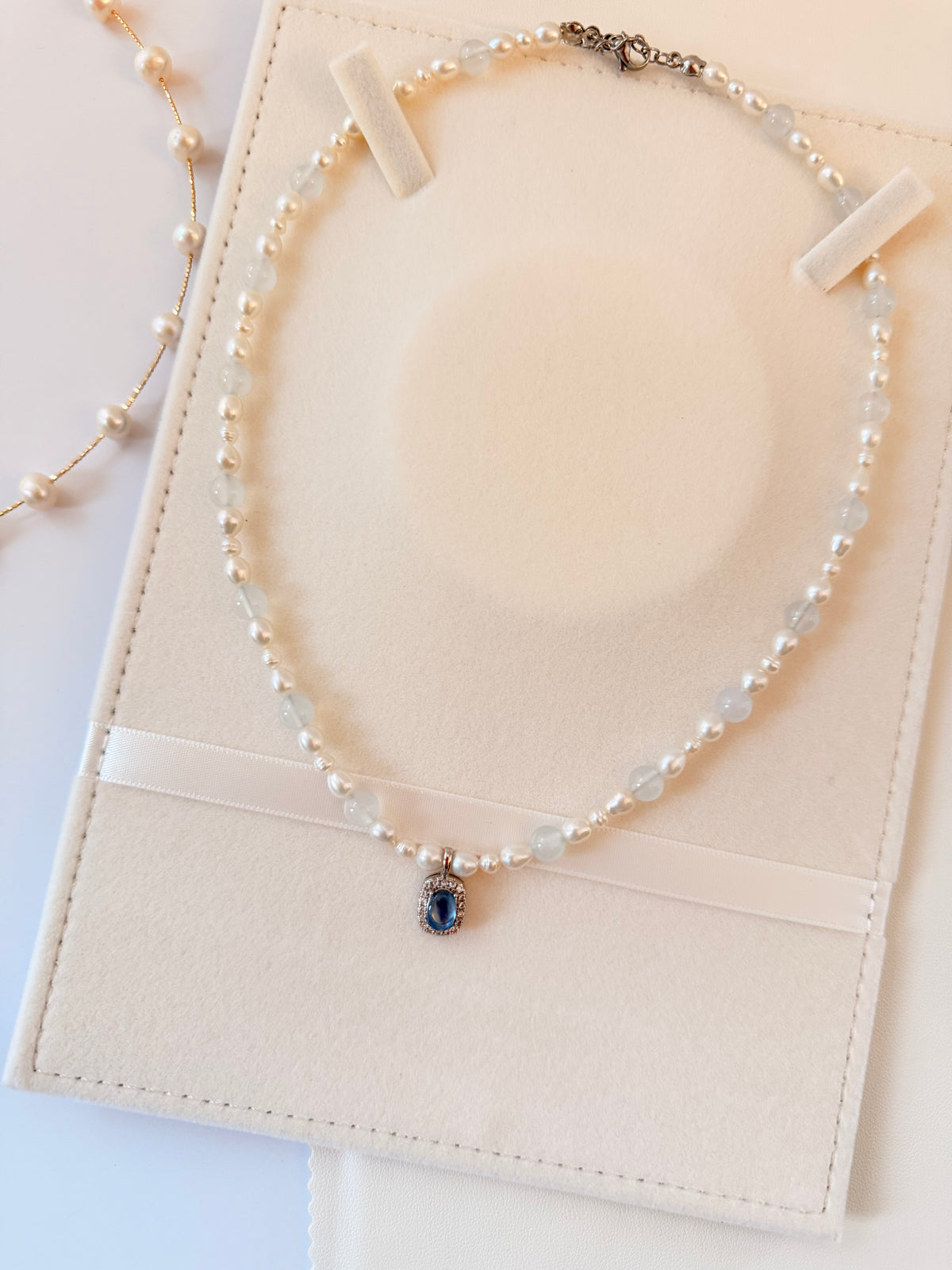 Aquamarine & Pearl Necklace N58