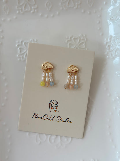 Little Cloud Agate &pearl Earrings A88