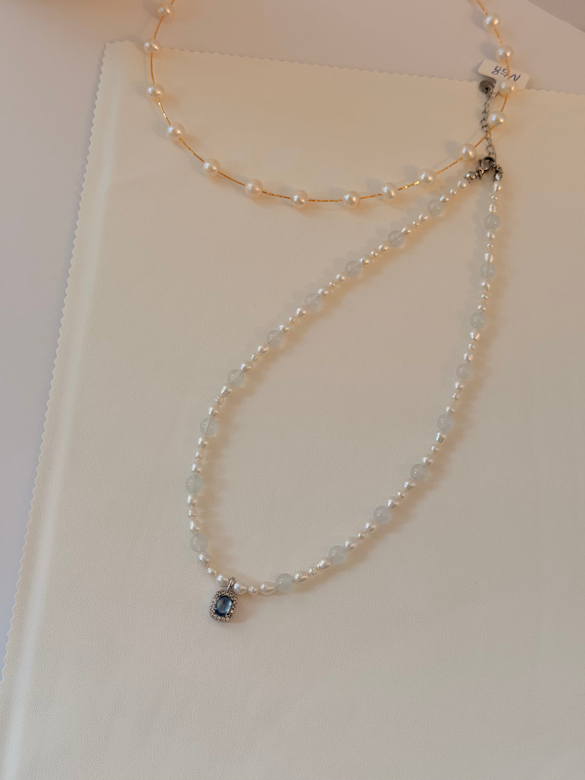 Aquamarine & Pearl Necklace N58