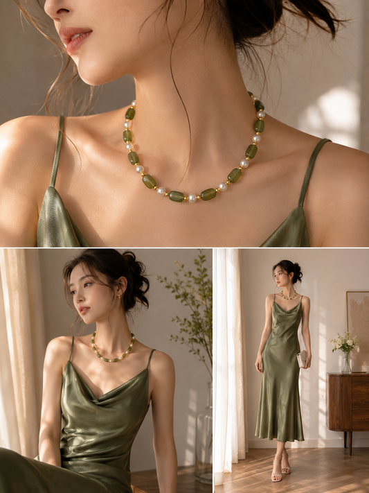 Agates with pearls Necklace