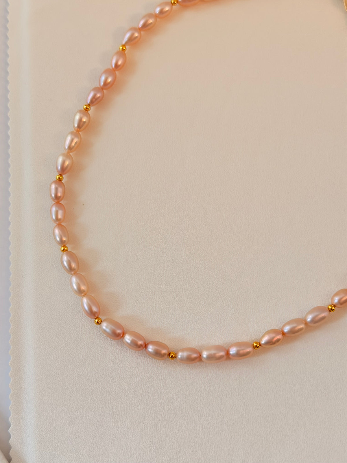 Natural champagne pearl necklace NL63