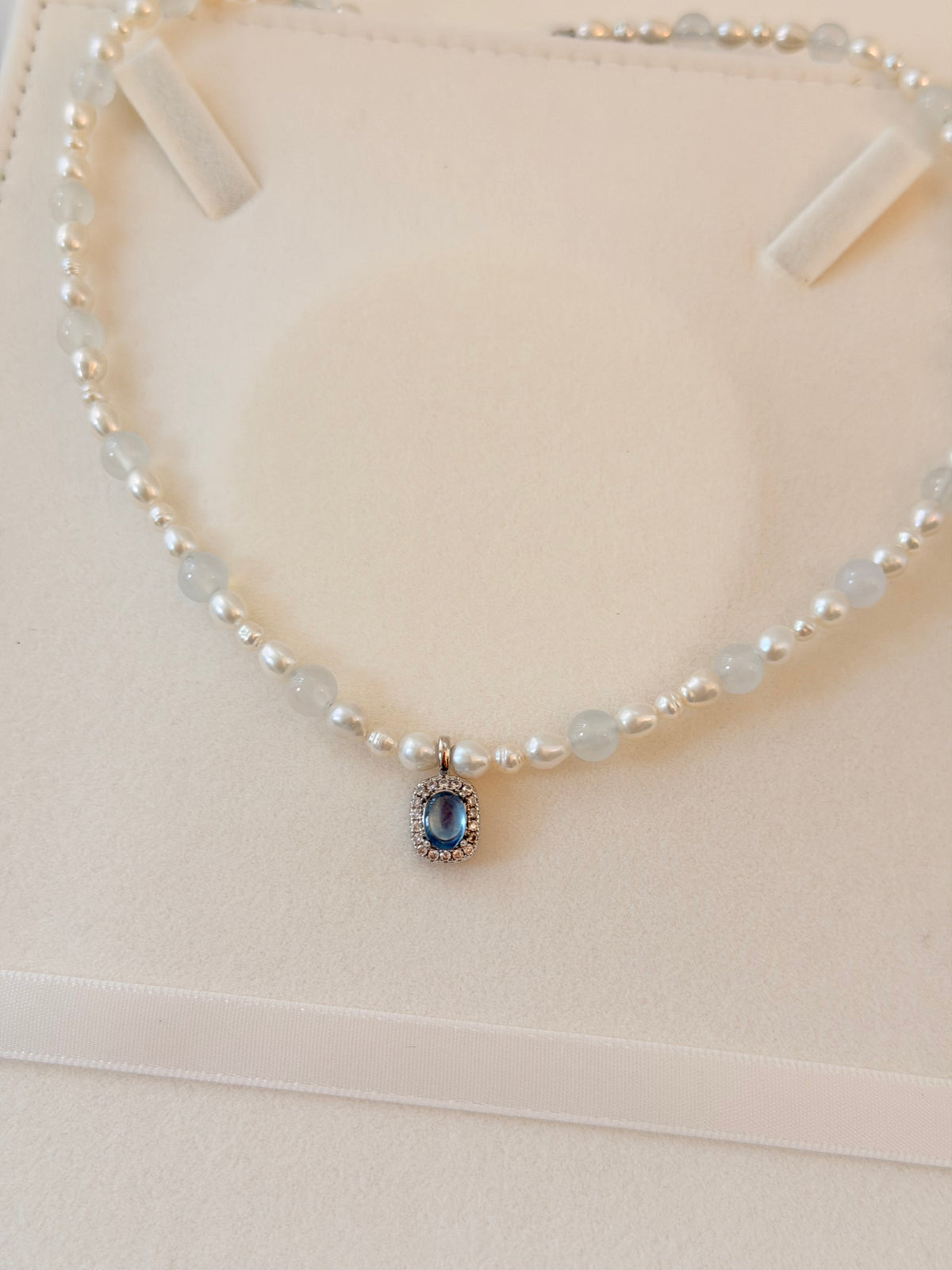 Aquamarine & Pearl Necklace N58