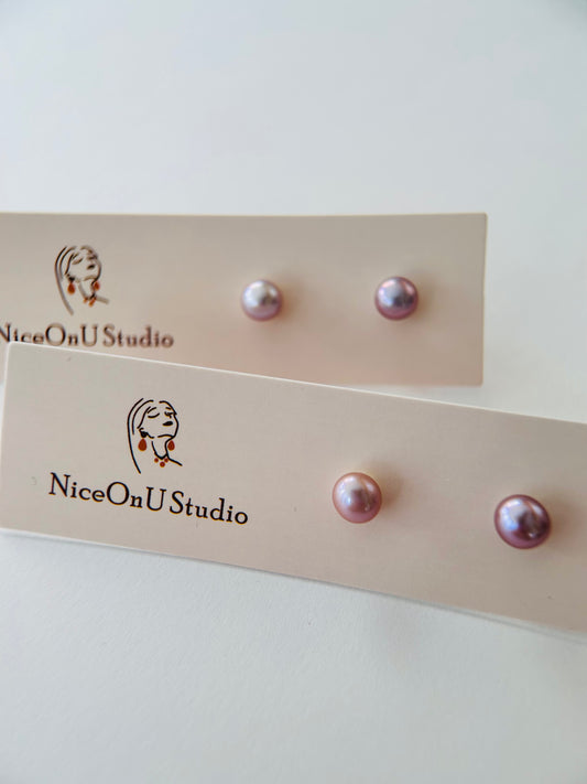 Purple Color Freshwater Pearl Studs