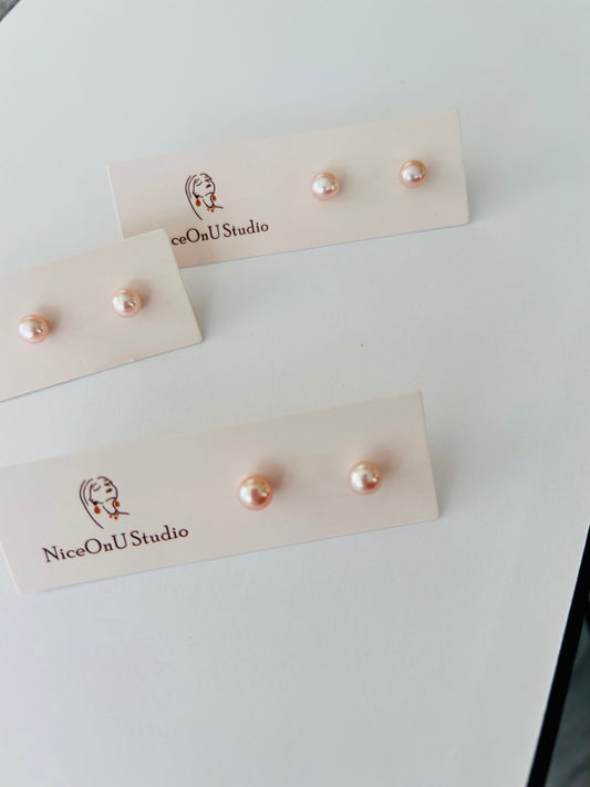 Champagne Color Freshwater Pearl Studs