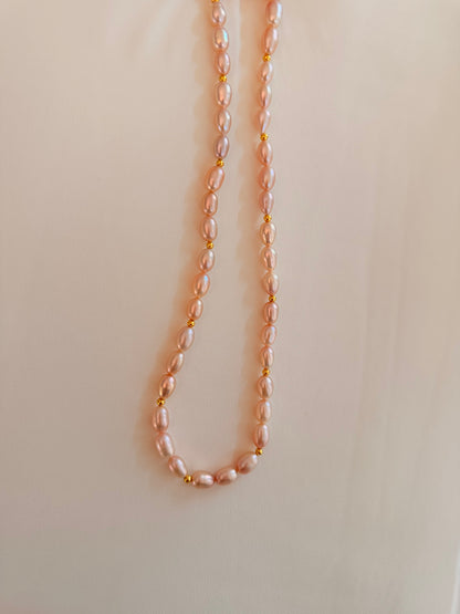 Natural champagne pearl necklace NL63