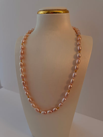 Natural champagne pearl necklace NL63
