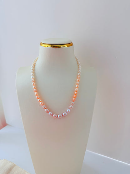 White/champagne/purple Pearl Necklace