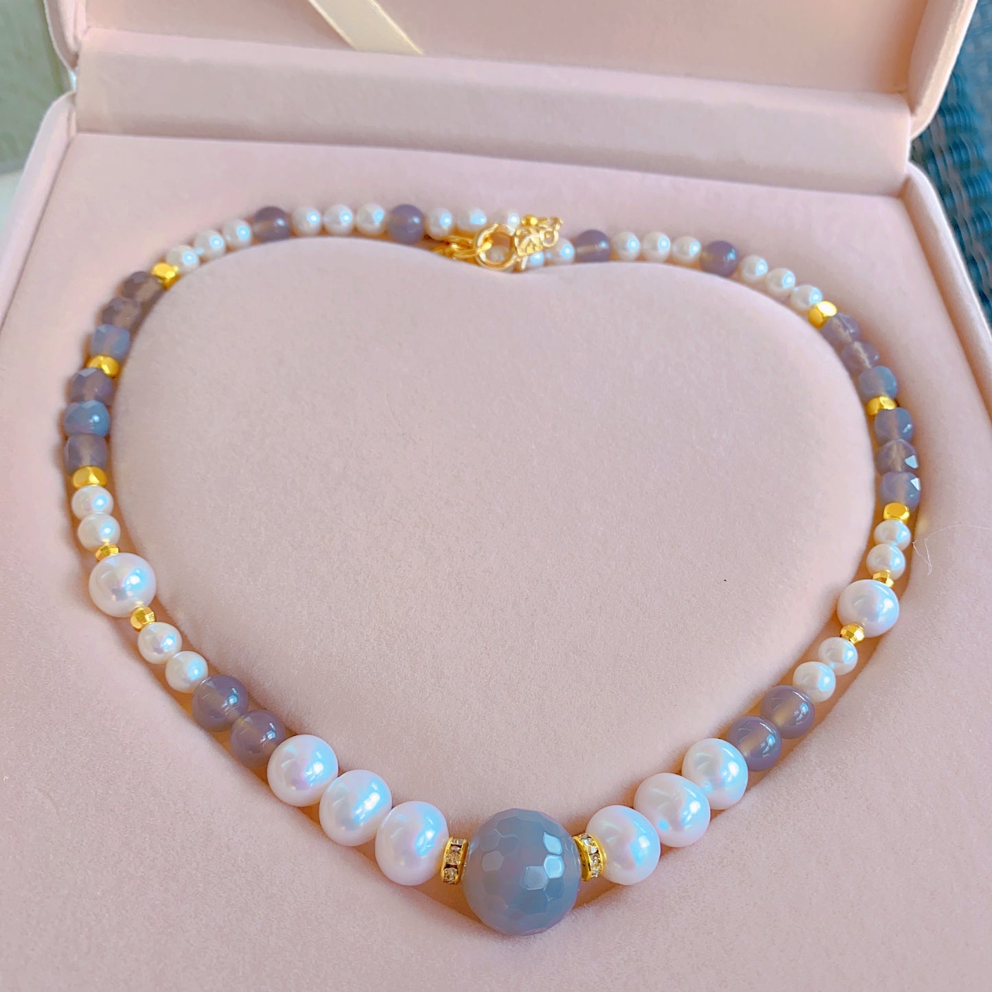 Grey Agate Freshwater Pearl Necklace