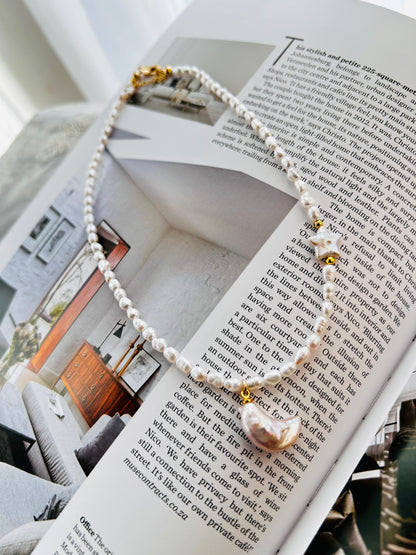 The Moon and Star in Harmony Freshwater Pearl Necklace