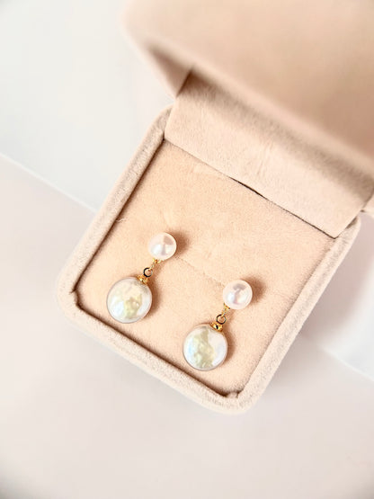 Classic Freshwater Pearl studs with button pearl drop