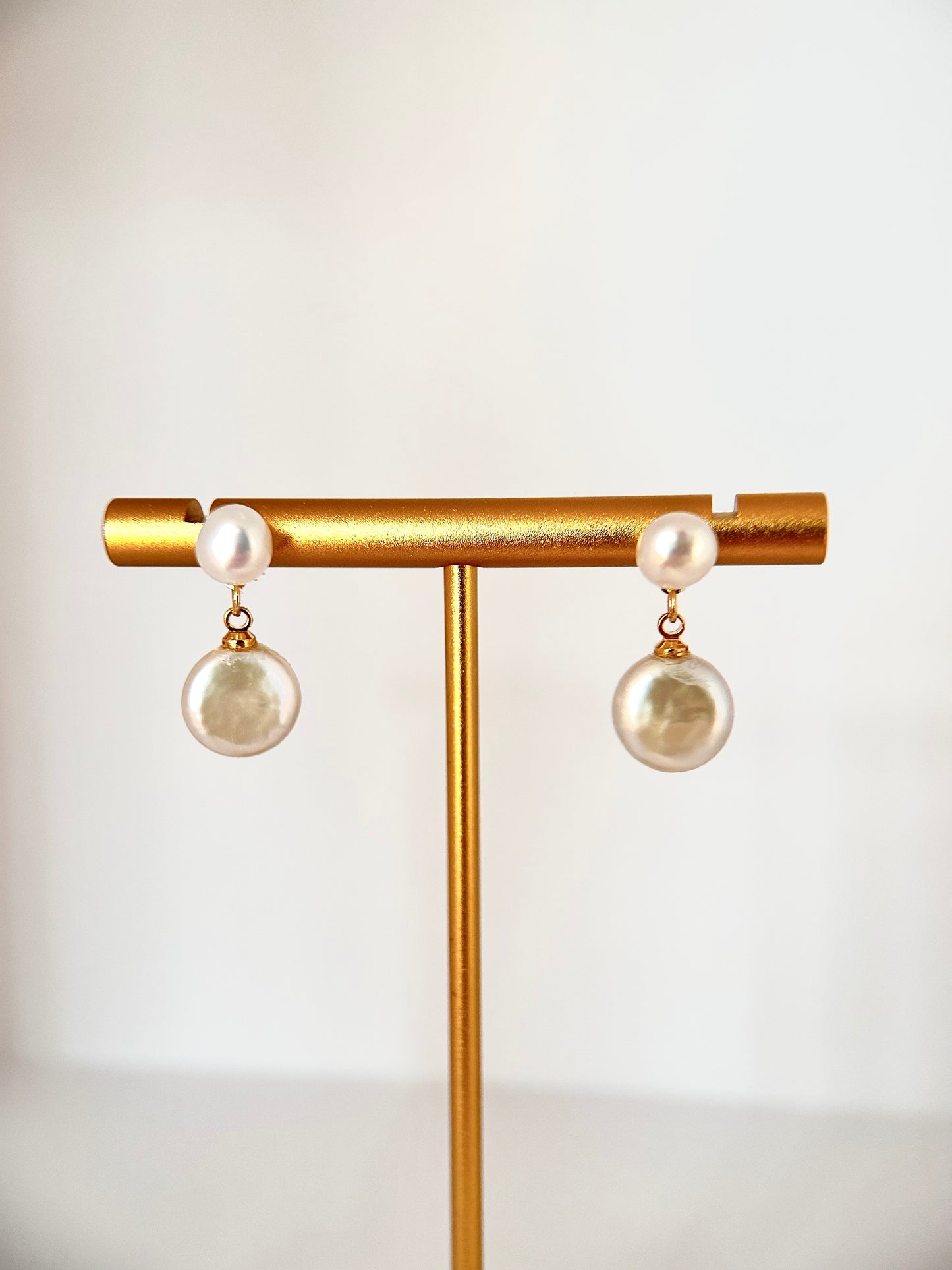 Classic Freshwater Pearl studs with button pearl drop