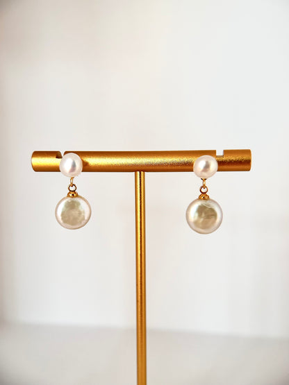 Classic Freshwater Pearl studs with button pearl drop