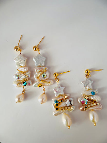 Christmas Tree Freshwater Pearl Earrings