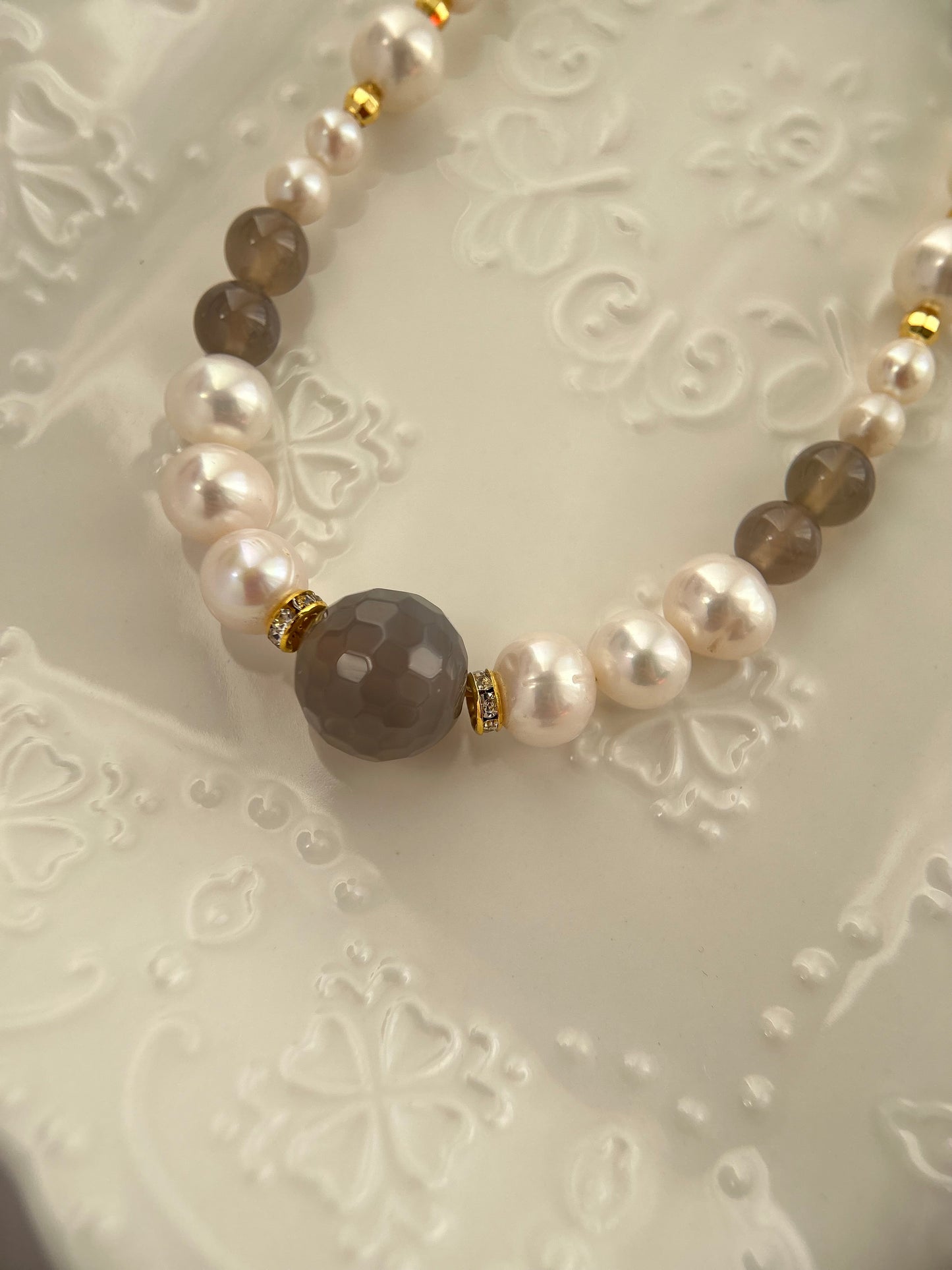 Grey Agate Freshwater Pearl Necklace