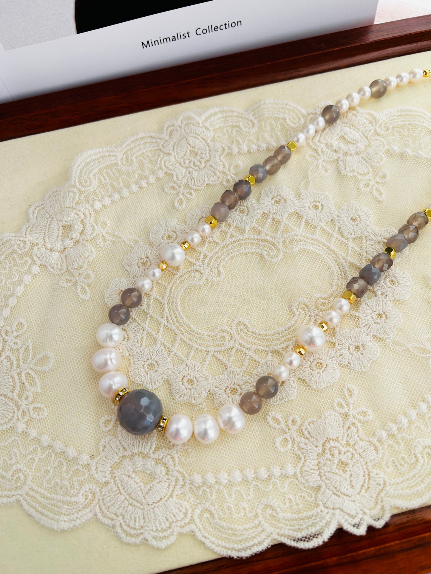 Grey Agate Freshwater Pearl Necklace