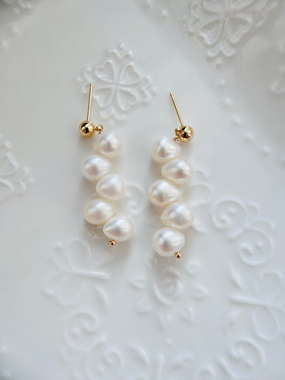 28 Drilled Holes Pearl Earrings