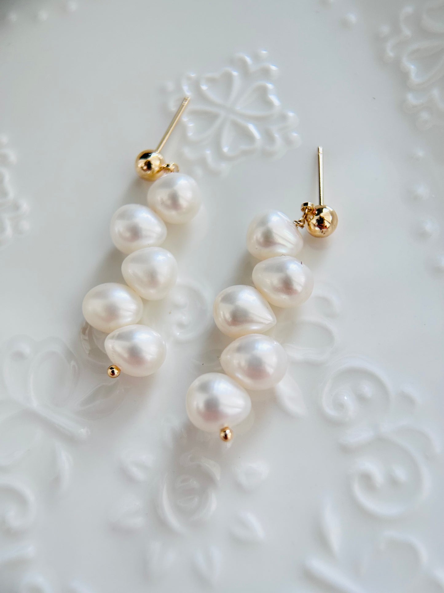 28 Drilled Holes Pearl Earrings