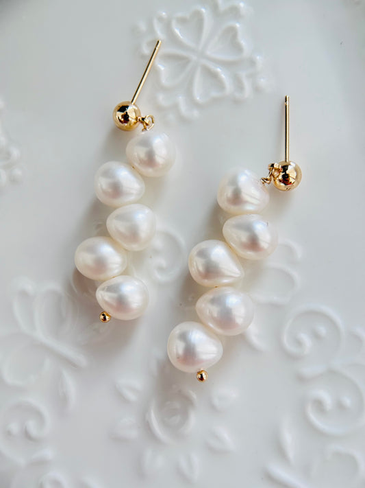 28 Drilled Holes Pearl Earrings
