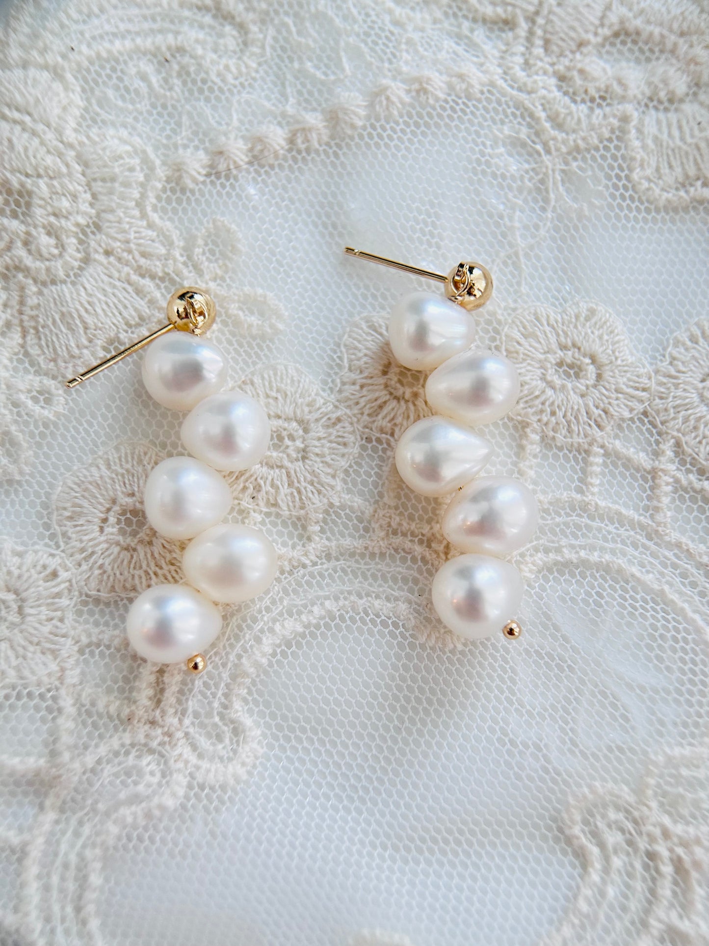 28 Drilled Holes Pearl Earrings