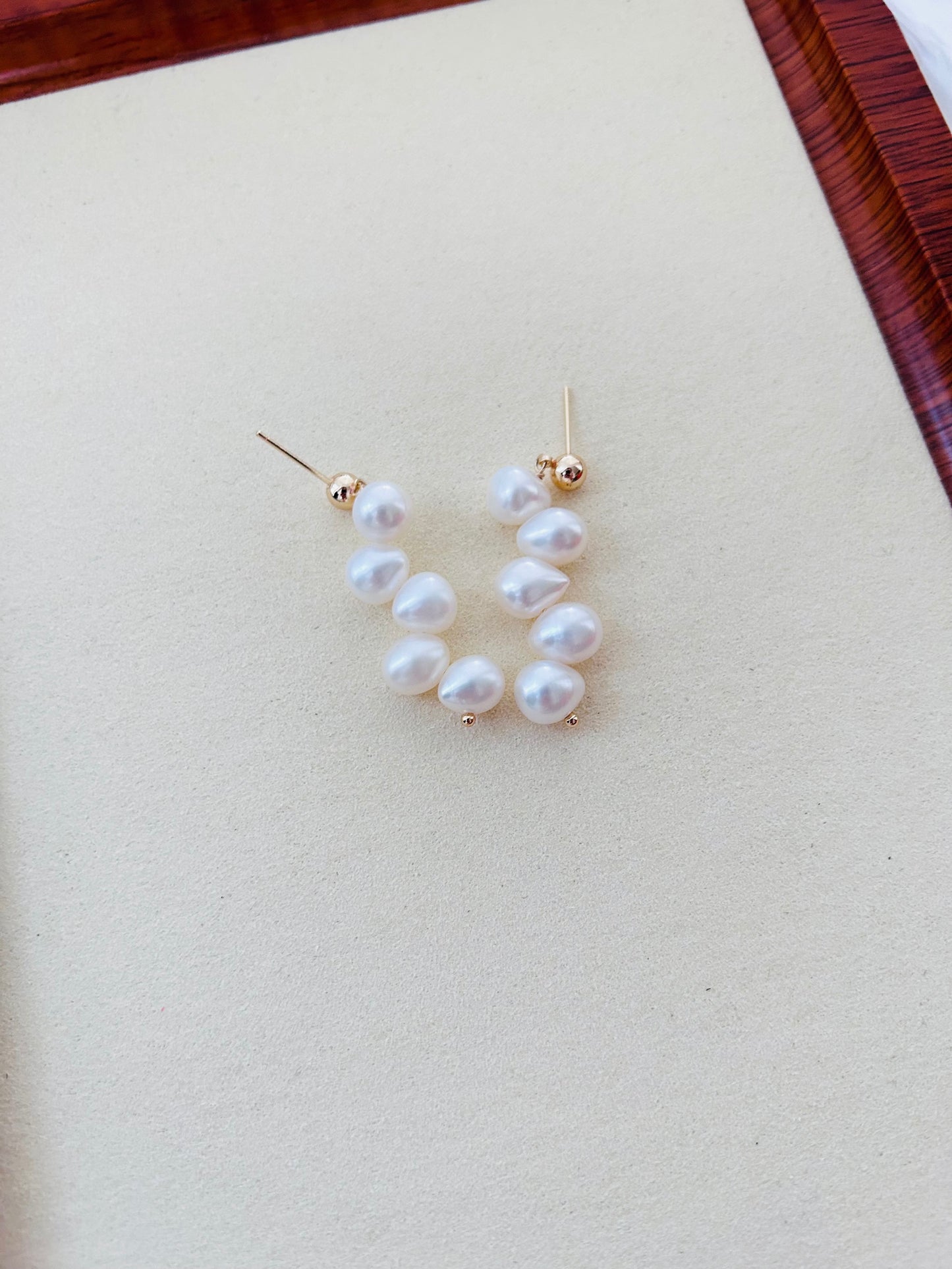 28 Drilled Holes Pearl Earrings