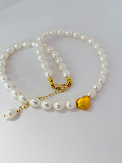 Rice Shape Freshwater Pearl Necklace