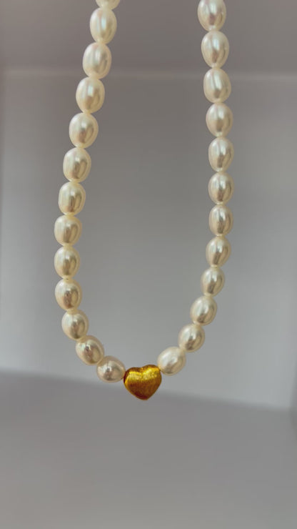 Rice Shape Freshwater Pearl Necklace